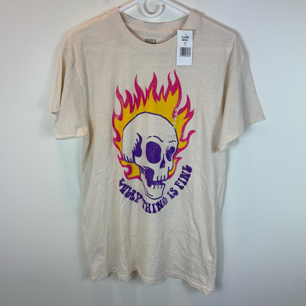 Brisco Brands Flame Skull Everything is Fine T Shirt (Unisex)